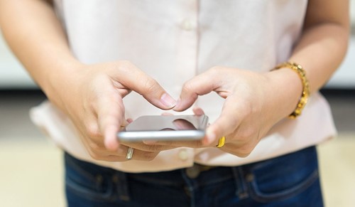 a smartphone being held